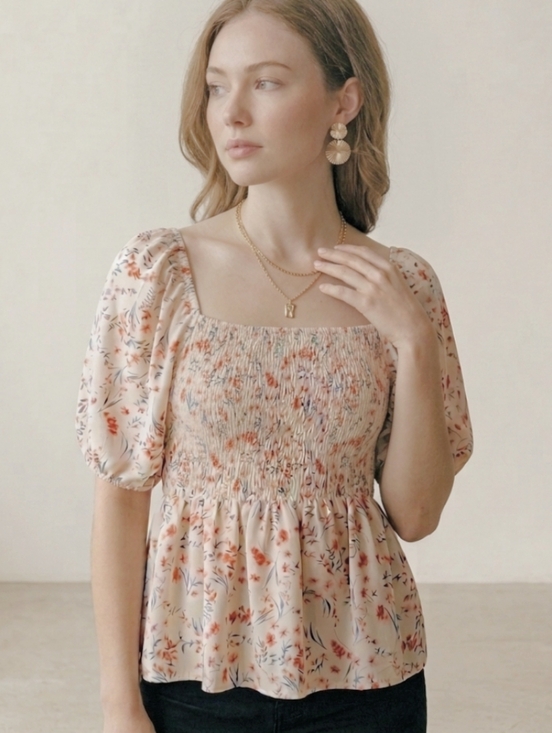 LONESS Tops - Puff Sleeve Floral Babydoll Women TOP